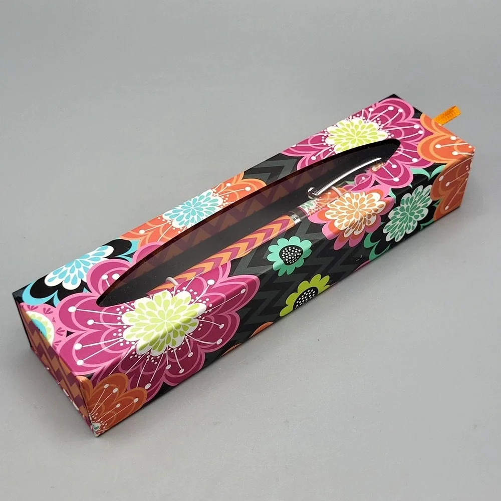 Vera Bradley Ballpoint Pen Ziggy Zinnia Floral Chevron Black Ink 11002-163 Pink